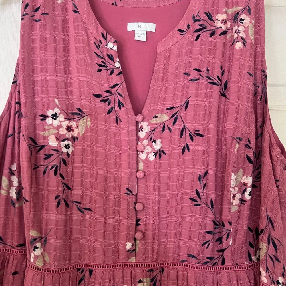 J Jill Floral Pink Sleeveless Maxi Dress - Picture 3 of 8